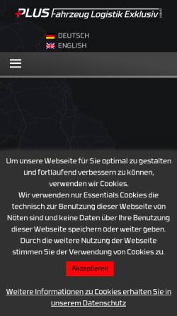 Vorschau der mobilen Webseite www.plus-fahrzeug-logistik.de, Plus Fahrzeug Logistik GmbH