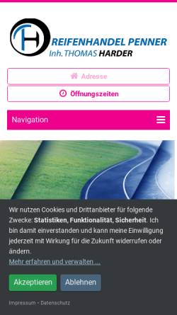 Vorschau der mobilen Webseite www.reifen-penner.de, Reifenhandel Penner