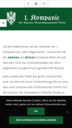 Vorschau der mobilen Webseite www.alte-allgemeine.de, Alte Allgemeine Bürgerschützengesellschaft Bottrop e.V. (1. Kompanie)