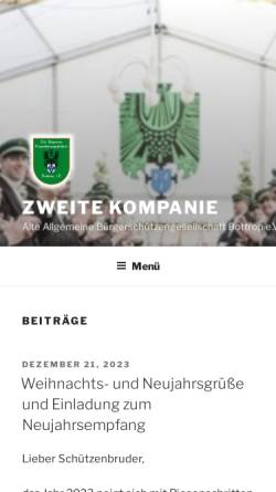 Vorschau der mobilen Webseite zweite-kompanie.de, Alte Allgemeine Bürgerschützengesellschaft Bottrop e.V. (2. Kompanie)