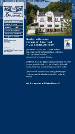 Vorschau der mobilen Webseite www.soederwald.de, Haus am Söderwald