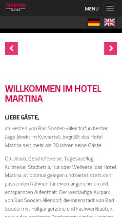 Vorschau der mobilen Webseite www.hotel-martina.de, Hotel Martina
