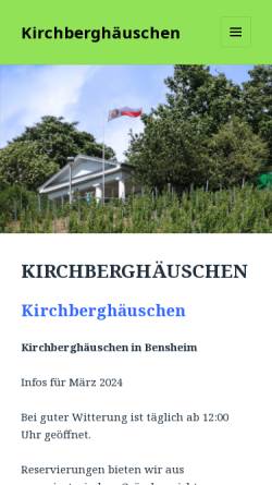 Vorschau der mobilen Webseite www.kirchberghaeuschen.de, Kirchberghäuschen