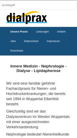 Vorschau der mobilen Webseite www.dialprax.de, Dr. Karl Wilhelm Dreyling, Dr. Gunhild Heise & Dr. Jan Hillebrand, Nephrologische Gemeinschaftspraxis