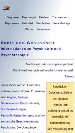 Vorschau der mobilen Webseite www.seele-und-gesundheit.de, Dr. med. Michael Depner, Facharzt für Psychiatrie und Psychotherapie