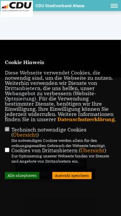 Vorschau der mobilen Webseite www.cdu-ahaus.de, CDU-Stadtverband Ahaus