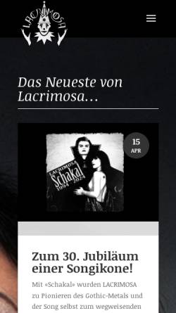 Vorschau der mobilen Webseite www.lacrimosa.ch, Lacrimosa