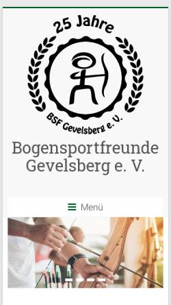 Vorschau der mobilen Webseite www.bogensportfreunde.de, Bogensportfreunde Gevelsberg e.V.