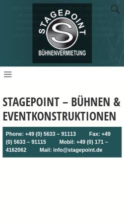 Vorschau der mobilen Webseite www.stagepoint.de, Stagepoint GmbH & Co KG