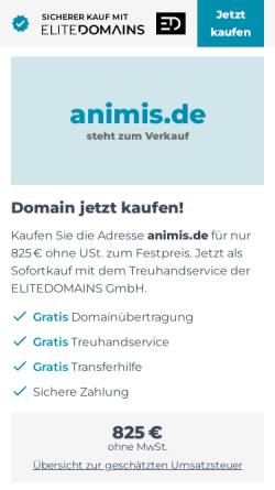 Vorschau der mobilen Webseite www.animis.de, Trio Vertical Total