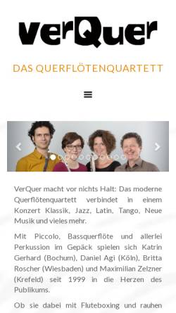 Vorschau der mobilen Webseite www.querfloetenquartett.de, VerQuer flutes unlimited