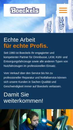 Vorschau der mobilen Webseite www.boeckels.de, Theo Boeckels - Nutzfahrzeuge GmbH
