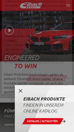 Vorschau der mobilen Webseite www.eibach.de, Heinrich Eibach GmbH