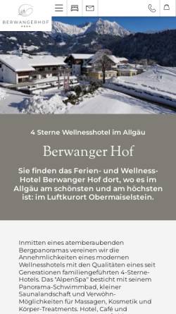 Vorschau der mobilen Webseite www.berwangerhof.de, Ferienhotel Berwanger Hof GmbH