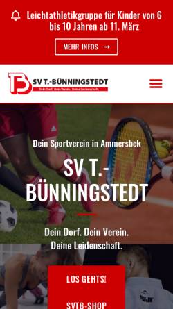 Vorschau der mobilen Webseite www.svtb.de, SV T.-Bünningstedt