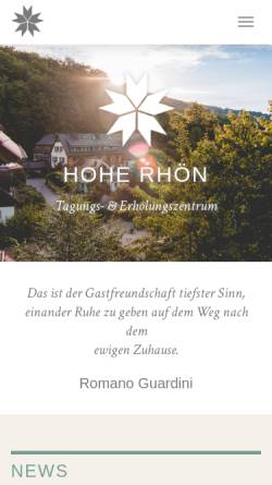 Vorschau der mobilen Webseite www.hohe-rhoen.org, CVJM Gästehäuser Hohe Rhön