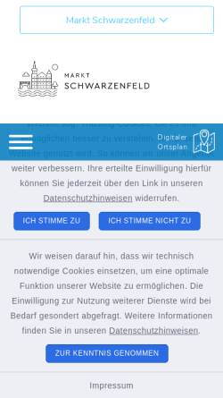 Vorschau der mobilen Webseite www.schwarzenfeld.de, Markt Schwarzenfeld