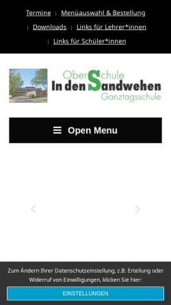 Vorschau der mobilen Webseite www.sandwehen.de, Integrierte Stadtteilschule In den Sandwehen