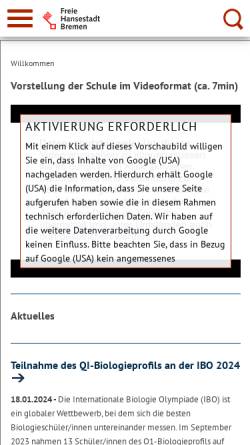Vorschau der mobilen Webseite www.gymnasium-horn.de, Gymnasium Horn