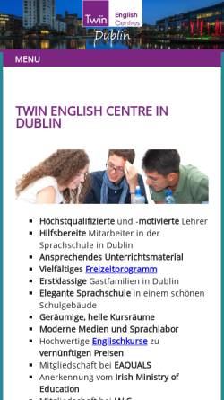 Vorschau der mobilen Webseite www.alpha-englischkurse.de, Alpha College of English, Dublin