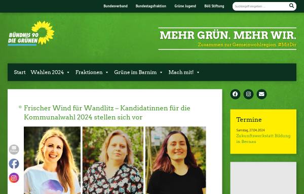 Vorschau von www.gruene-barnim.de, Bündnis 90/Die Grünen Kreisverband Barnim