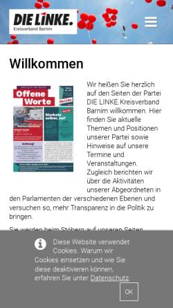 Vorschau der mobilen Webseite www.dielinke-barnim.de, Die Linke. Kreisverband Barnim