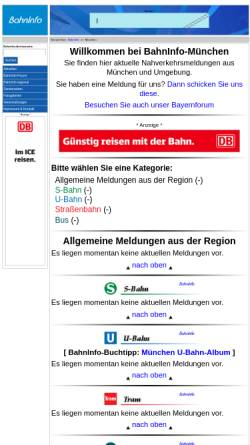 Vorschau der mobilen Webseite www.bahninfo.de, BahnInfo - München