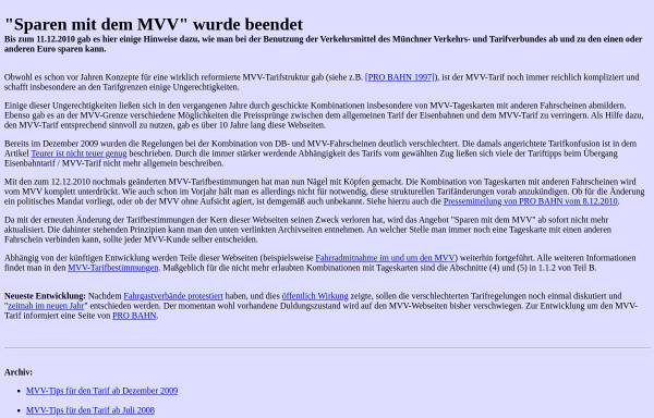 Vorschau von www.myway.de, Sparen mit dem MVV