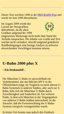 Vorschau der mobilen Webseite www.myway.de, U-Bahn 2000 plus X
