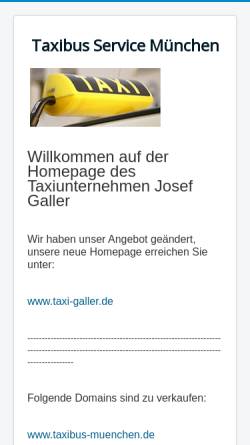 Vorschau der mobilen Webseite www.taxibus-muenchen.de, Taxibus-Unternehmen Galler