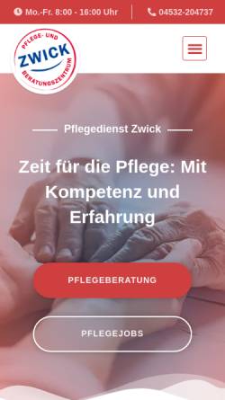 Vorschau der mobilen Webseite pflegedienst-zwick.de, Pflege- und Beratungszentrum Birgit Zwick
