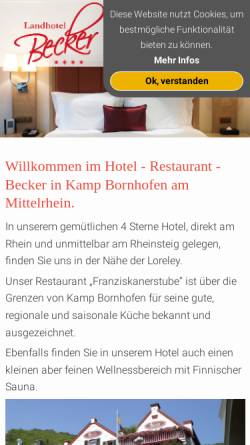 Vorschau der mobilen Webseite www.rhein-hotel-becker.de, Hotel Restaurant Becker