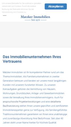 Vorschau der mobilen Webseite www.matzker-immobilien.de, Paul Matzker Beteiligungsgesellschaft mbH
