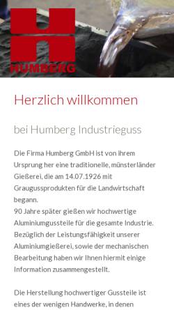 Vorschau der mobilen Webseite www.humberg-guss.de, Humberg Metall- und Kunstguss GmbH