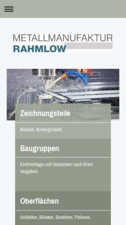 Vorschau der mobilen Webseite www.metallmanufaktur-rahmlow.de, MetallManufaktur Edgar Rahmlow