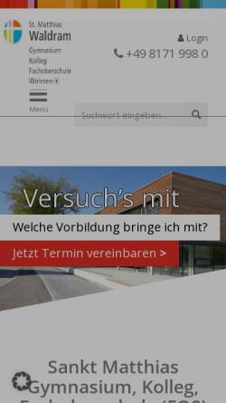 Vorschau der mobilen Webseite www.sankt-matthias.de, Gymnasium und Kolleg St. Matthias Wolfratshausen
