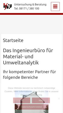 Vorschau der mobilen Webseite www.ifmu.de, Ingenieurbüro für Materialreports und Umweltanalytik GmbH