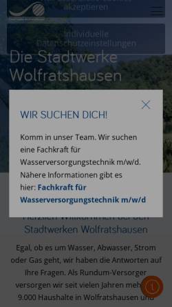 Vorschau der mobilen Webseite www.stadtwerke-wolfratshausen.de, Stadtwerke Wolfratshausen