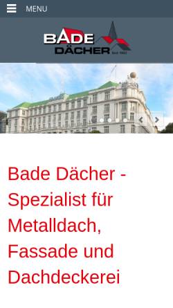 Vorschau der mobilen Webseite www.bade-daecher.de, Hermann Bade GmbH + Co. KG