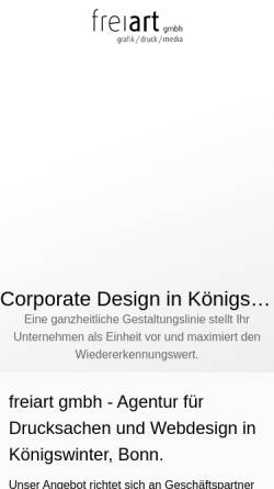 Vorschau der mobilen Webseite www.freiart.de, freiart gmbh grafik/druck/media