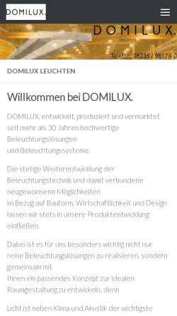 Vorschau der mobilen Webseite www.domilux.de, Domilux Leuchten GmbH