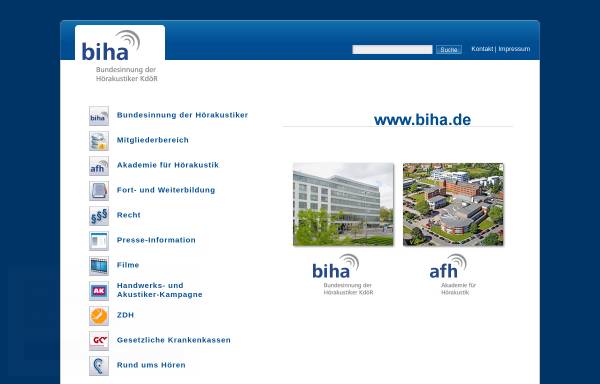 Vorschau von www.biha.de, Bundesinnung der Hörgeräte-Akustiker KdÖR