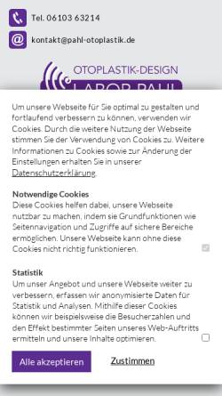 Vorschau der mobilen Webseite www.pahl-otoplastik.de, Labor Pahl GmbH
