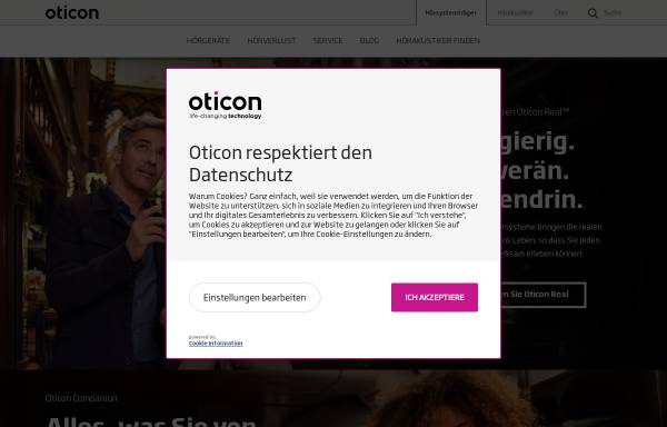 Vorschau von www.oticon.de, Oticon GmbH