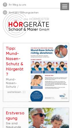 Vorschau der mobilen Webseite www.schaaf-maier.de, Schaaf & Maier Hörgeräte GmbH