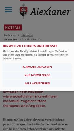 Vorschau der mobilen Webseite www.alexianer-aachen.de, Alexianer Krankenhaus Aachen GmbH