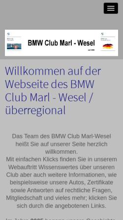 Vorschau der mobilen Webseite www.bmw-club-marl.de, BMW Club