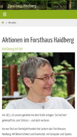 Vorschau der mobilen Webseite www.forsthaus-haidberg.de, Forsthaus Haidberg