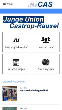 Vorschau der mobilen Webseite www.ju-castrop-rauxel.de, Junge Union (JU) Stadtverband Castrop-Rauxel