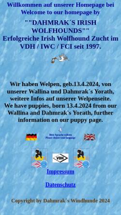 Vorschau der mobilen Webseite www.dahmraks-windhunde.de, Dahmrak's
